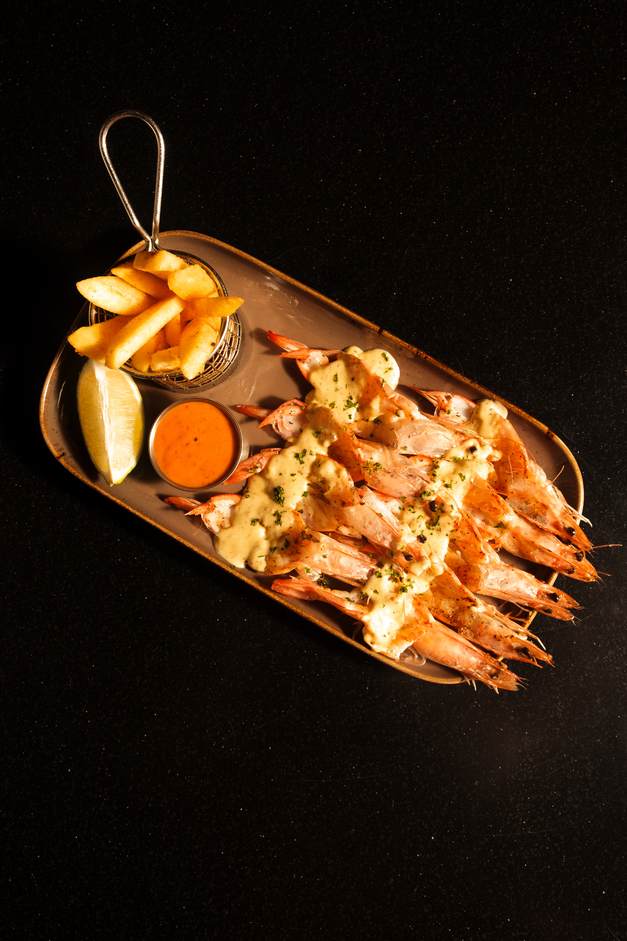 Grilled Prawns & Chips